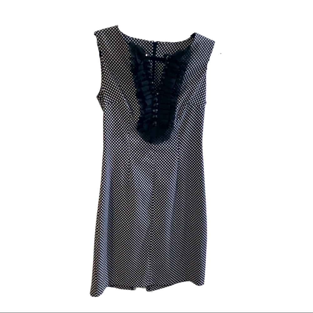 Black and white sheath dress.